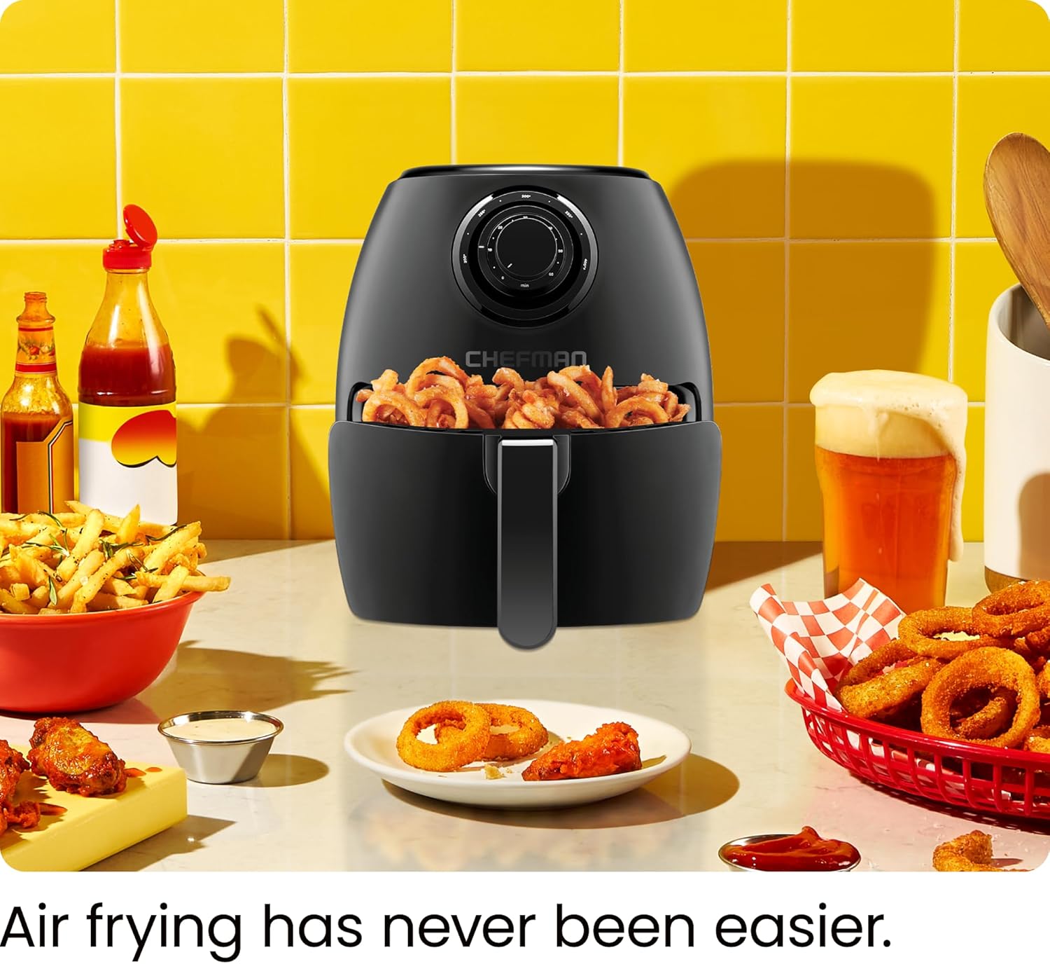 Chefman Compact 6.3-Quart Digital Air Fryer with Rotisserie, Dehydrator, and Convection Oven, 8 Touchscreen Presets wourant