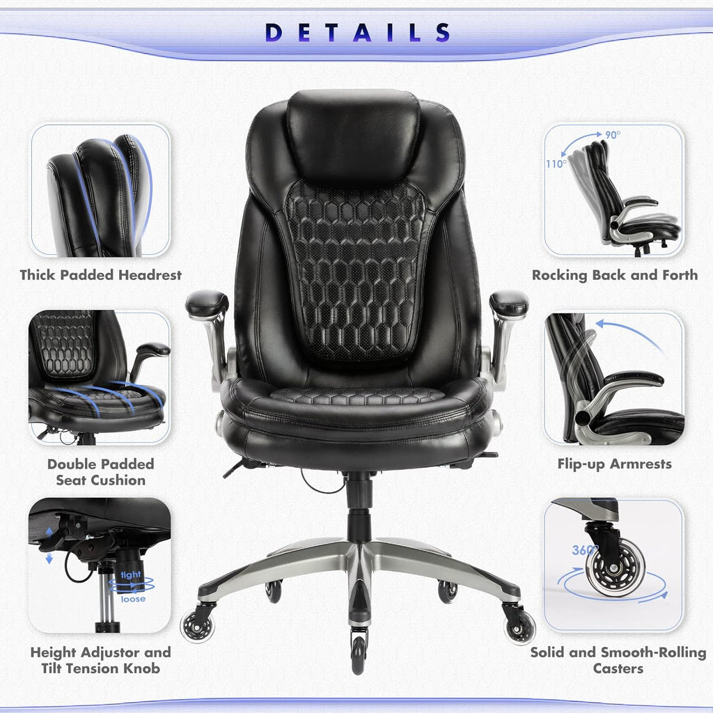 Executive Office Chair Computer Desk Chair Swivel Home Office Chair Upgraded Casters wourant