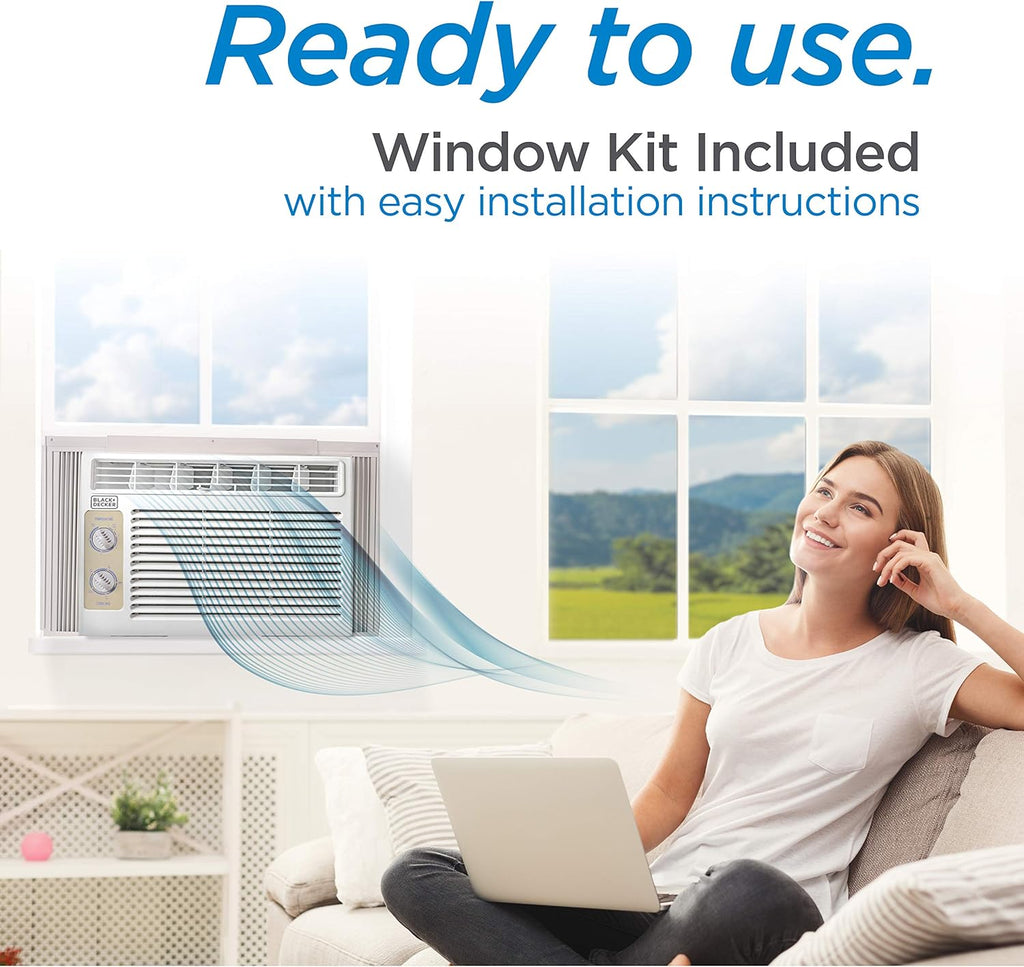 BLACK+DECKER Window Air Conditioner 5000 BTU, Cools Up to 150 Square Feet, AC Unit with Mechanical Controls, Manual Fan Only and Cool Settings, BD05MWT6, White wourant