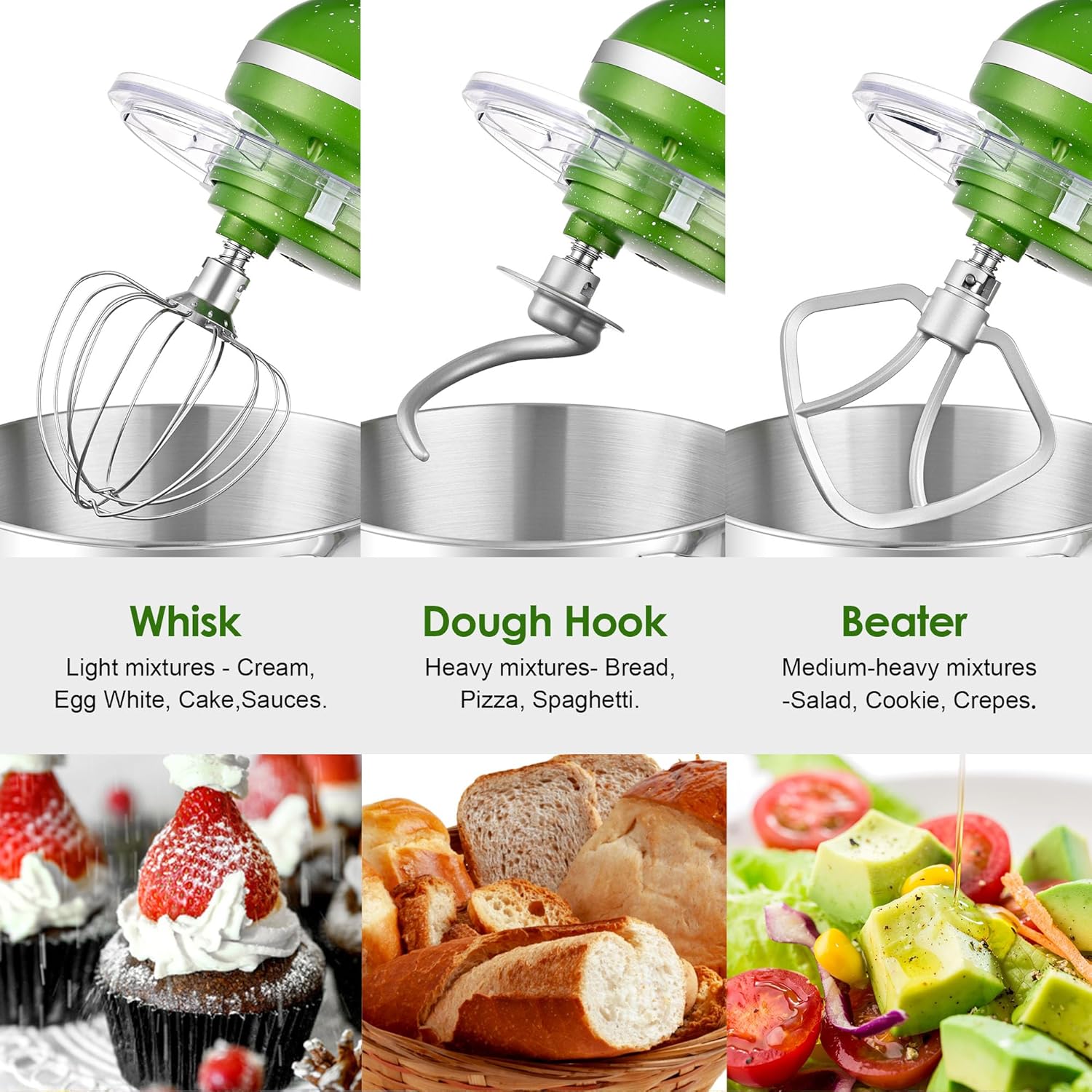 Aucma Stand Mixer,6.5-QT 660W 6-Speed Tilt-Head Food Mixer, Kitchen Electric Mixer with Dough Hook wourant