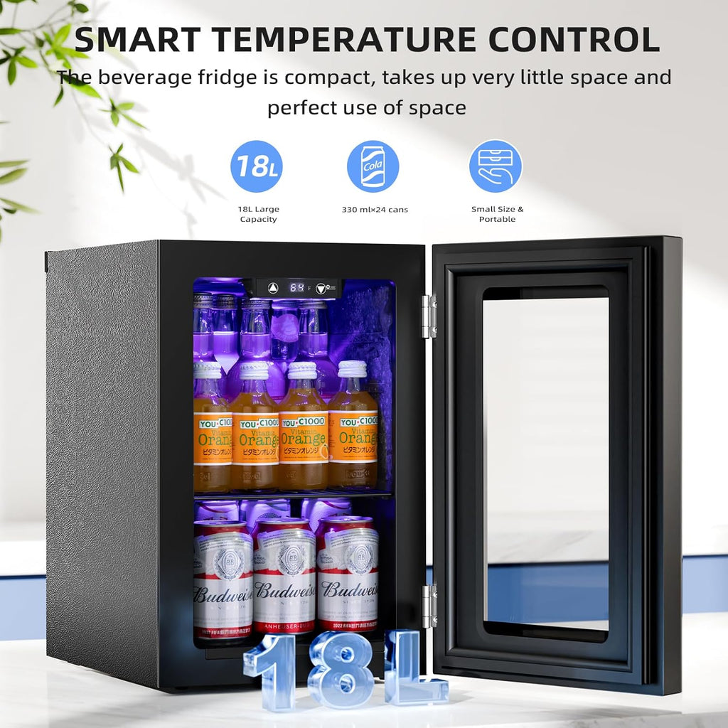 Antarctic Star Beverage Refrigerator Cooler 68 Can, Mini Fridge with Glass Door for Beer Drinks Wine,Freestanding Small Fridge with Electronic Temperature Control for Home and Bar,1.7 cu.ft wourant