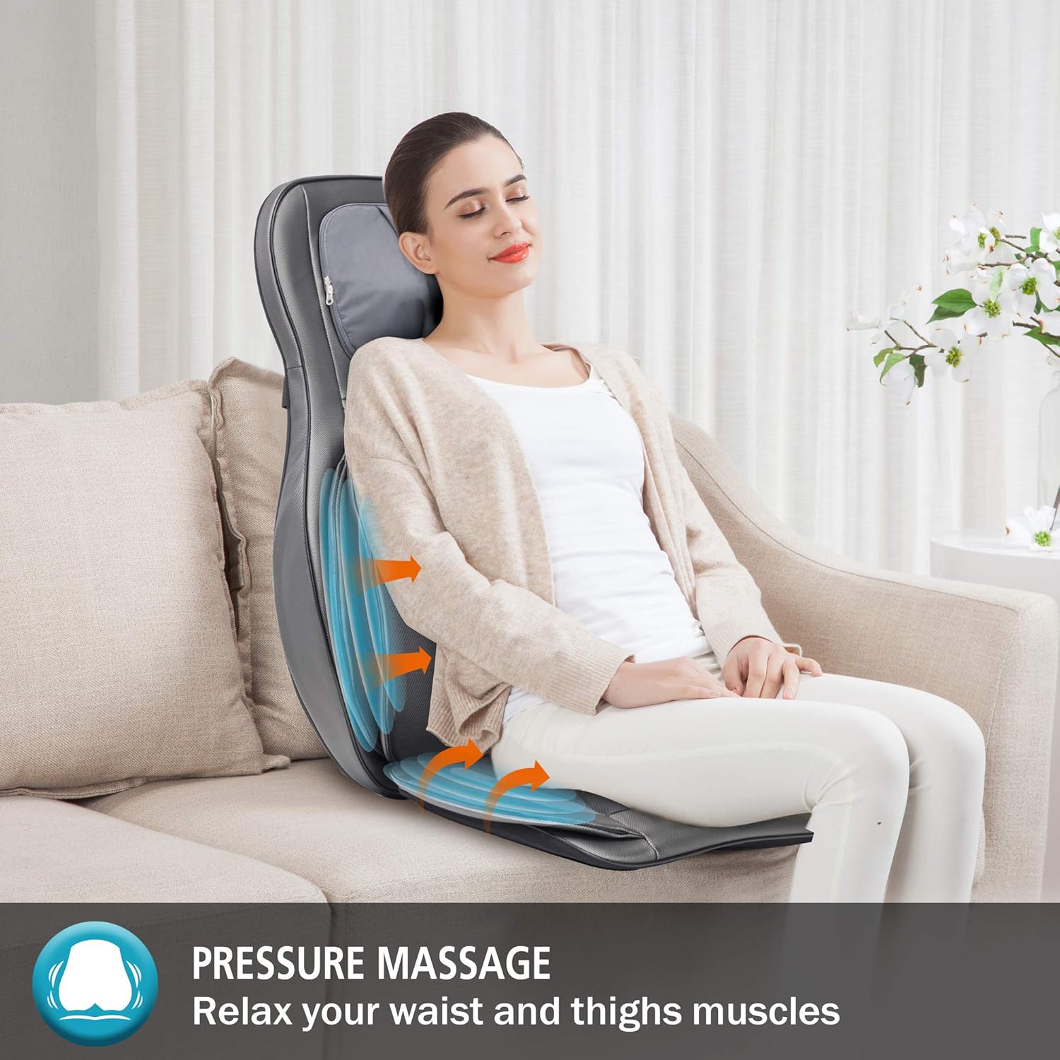 COMFIER Massager Chair with Heat Shiatsu Neck Back Massager Portable with Compress & Rolling Massage Chair Pad for Full Back Neck & Shoulders Full Body Pain wourant