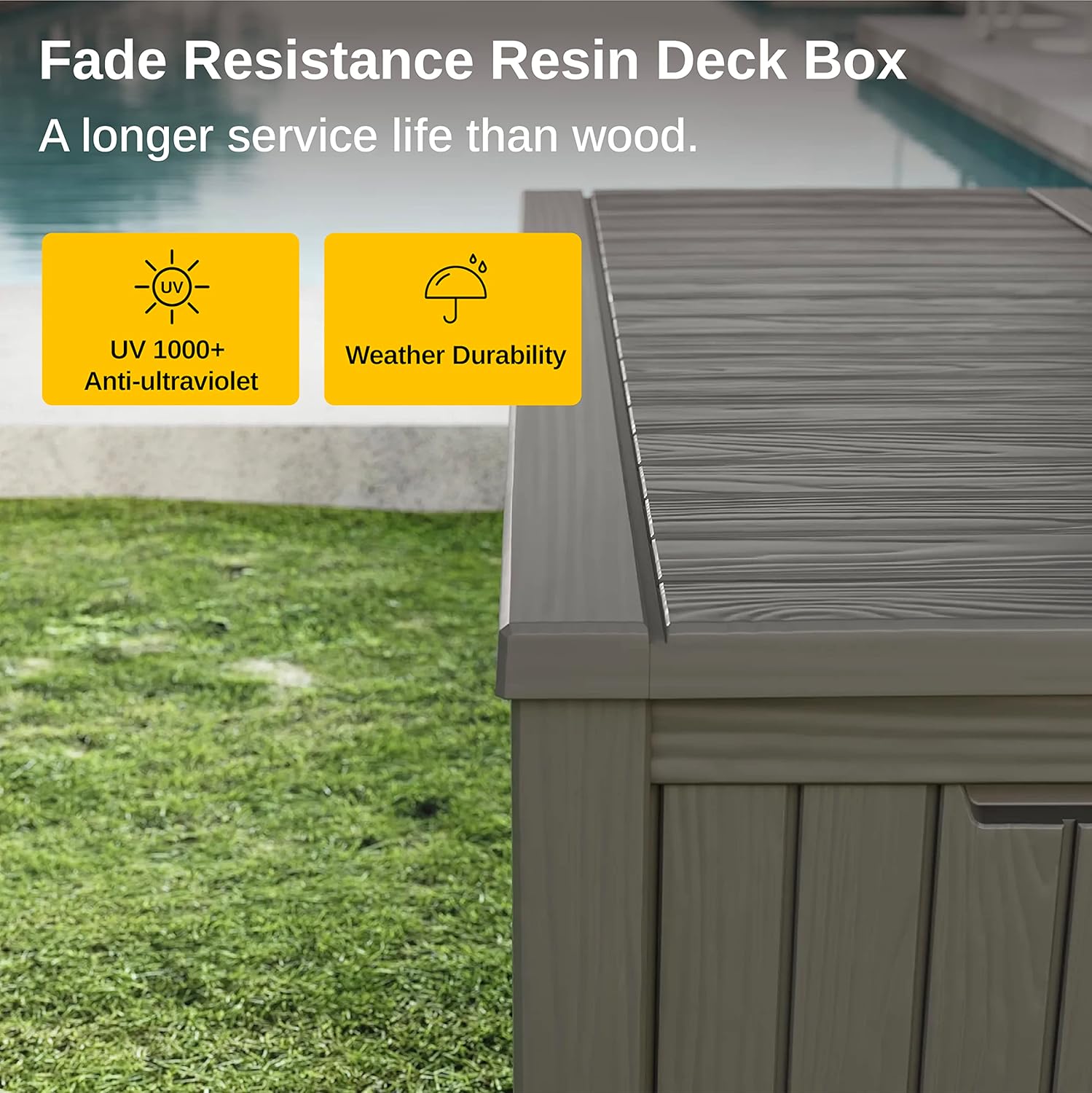 EAST OAK Outdoor Storage Box, 60 Gallon Deck Box Indoor and Outdoor Use, Waterproof Resin Storage Bin wourant