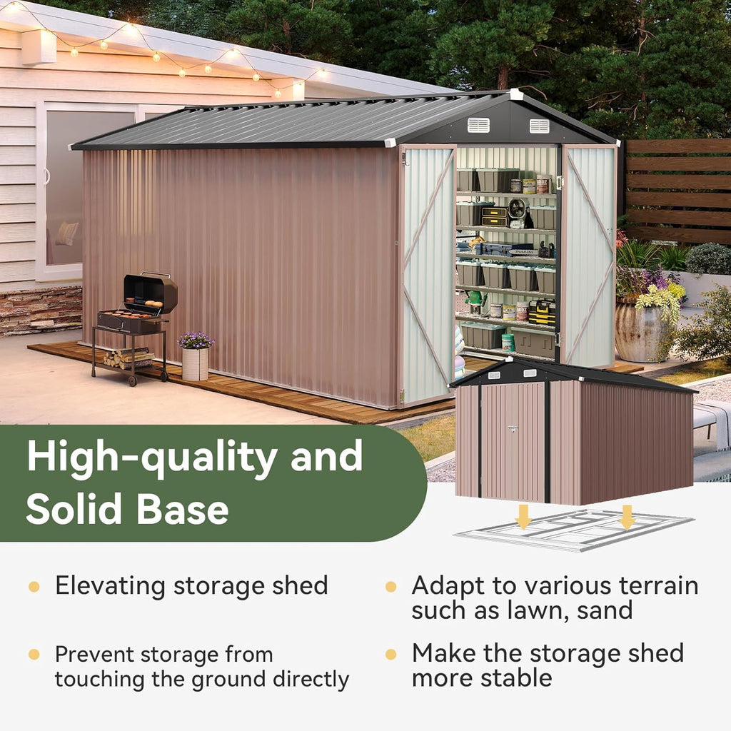 Aoxun 6.2x4 FT Shed Outdoor Storage Shed Metal Garden Shed Slooping Roof Tool Shed Bike Shed wourant
