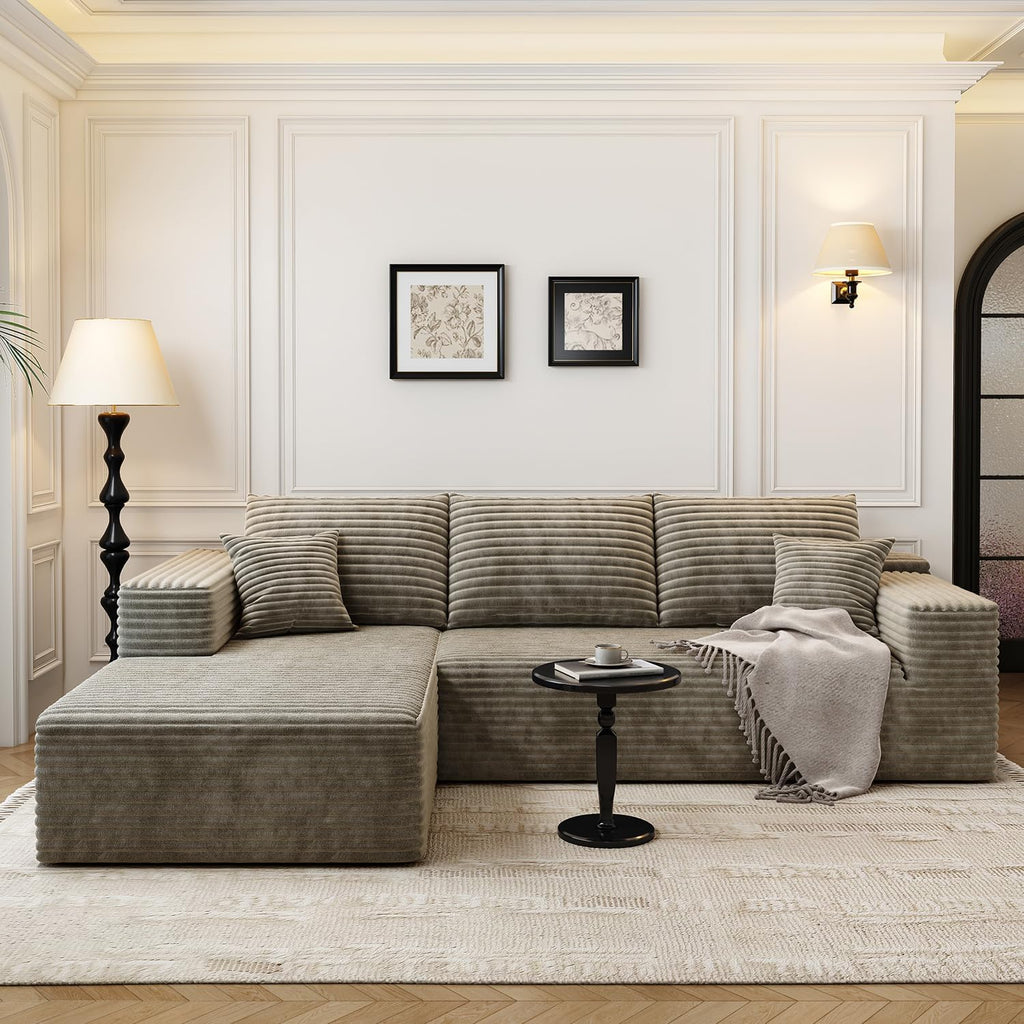 107.5" Cloud Modular Sectional Sofa Couch with L-Shape Chaise,Modern Minimalist Upholstered Couches wourant