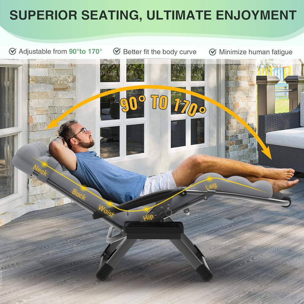 Indoor and outdoor patio chair folding lounge chair zero gravity chair with removable cushion camping lounge chair wourant