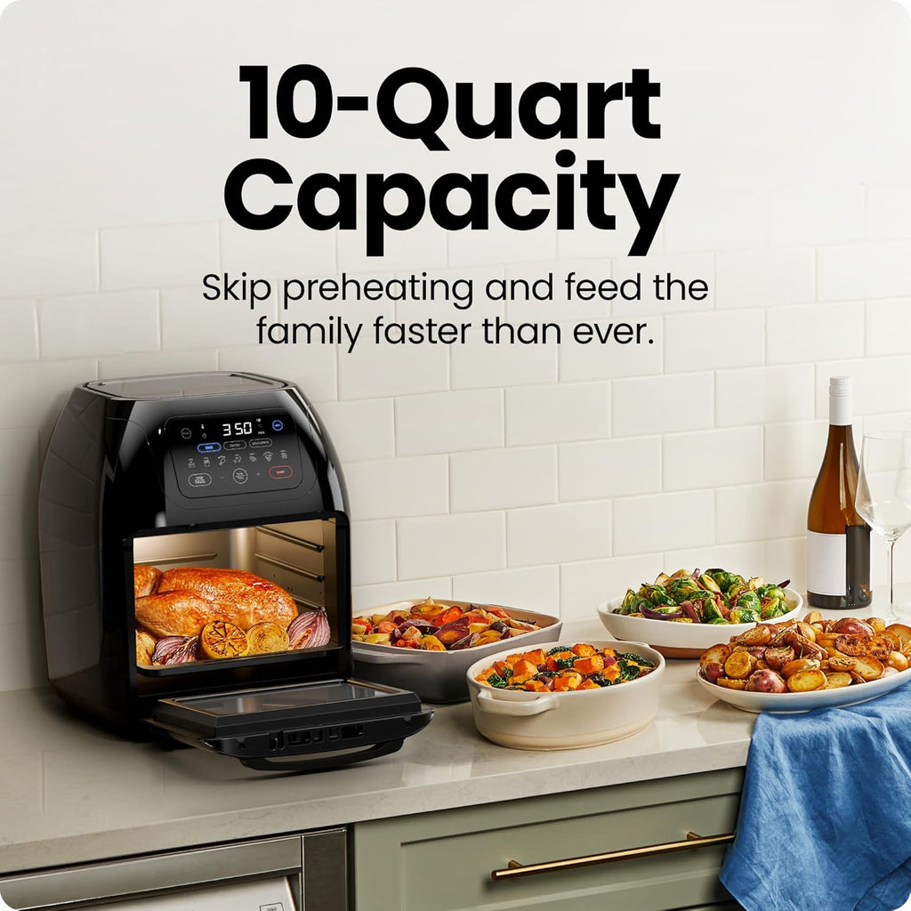 Chefman Compact 6.3-Quart Digital Air Fryer with Rotisserie, Dehydrator, and Convection Oven, 8 Touchscreen Presets wourant