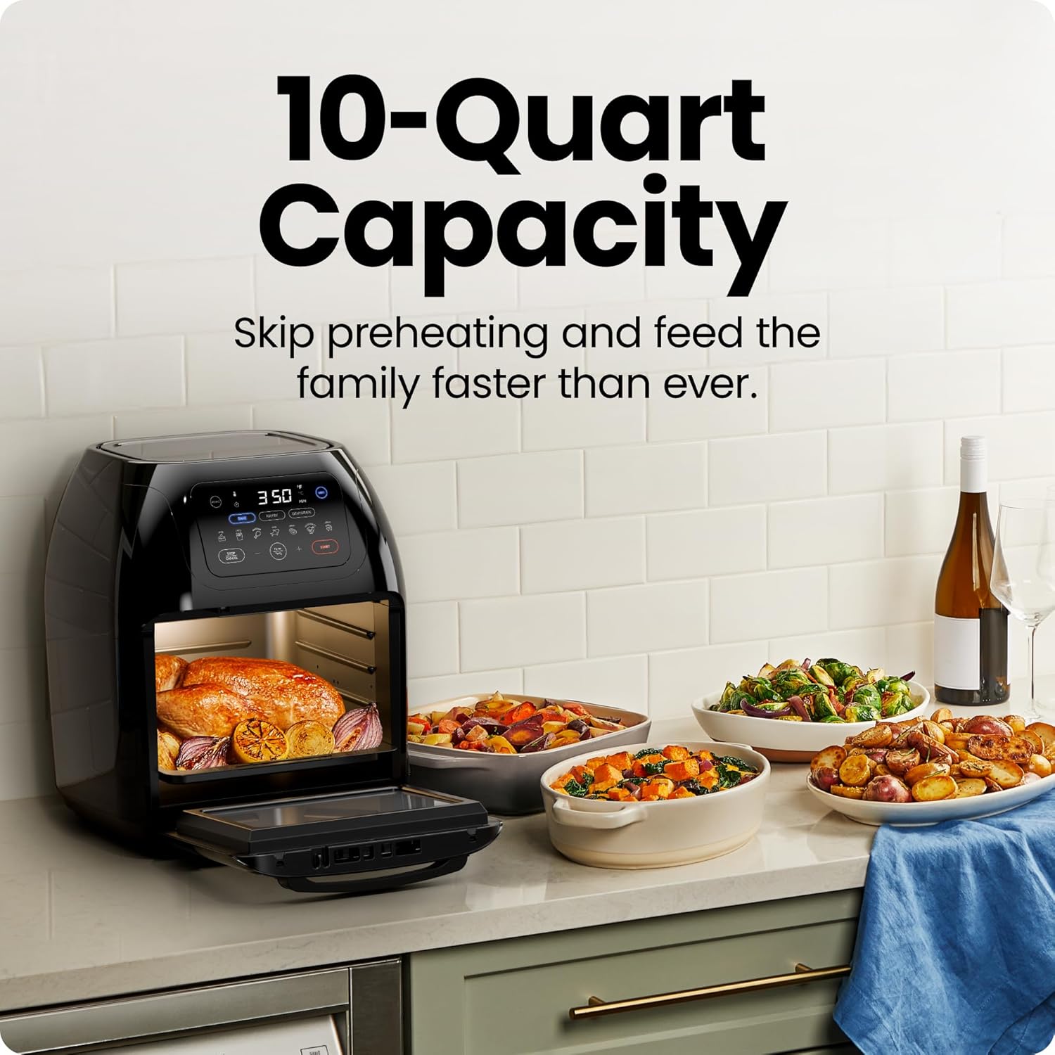 Chefman Compact 6.3-Quart Digital Air Fryer with Rotisserie, Dehydrator, and Convection Oven, 8 Touchscreen Presets wourant