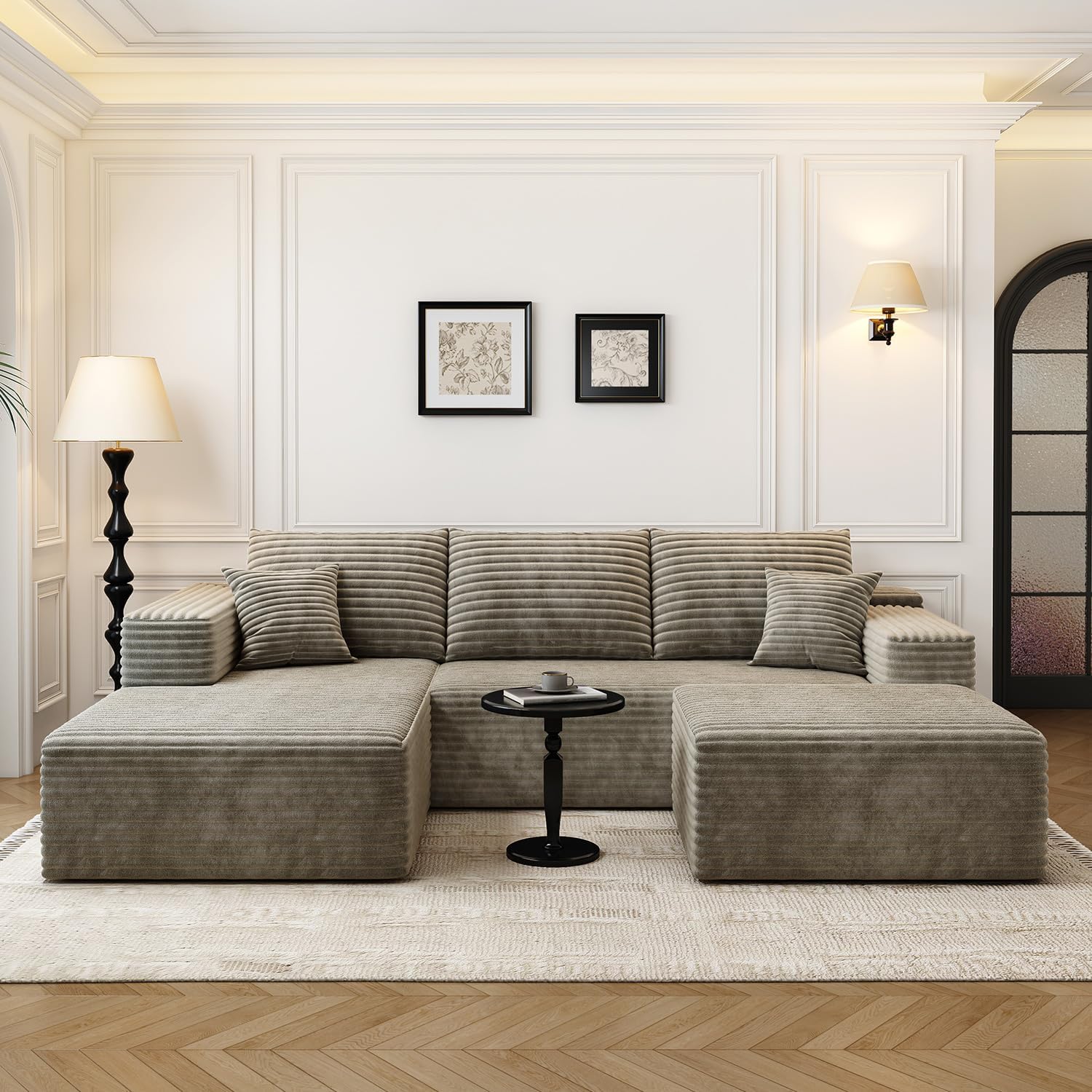 107.5" Cloud Modular Sectional Sofa Couch with L-Shape Chaise,Modern Minimalist Upholstered Couches wourant