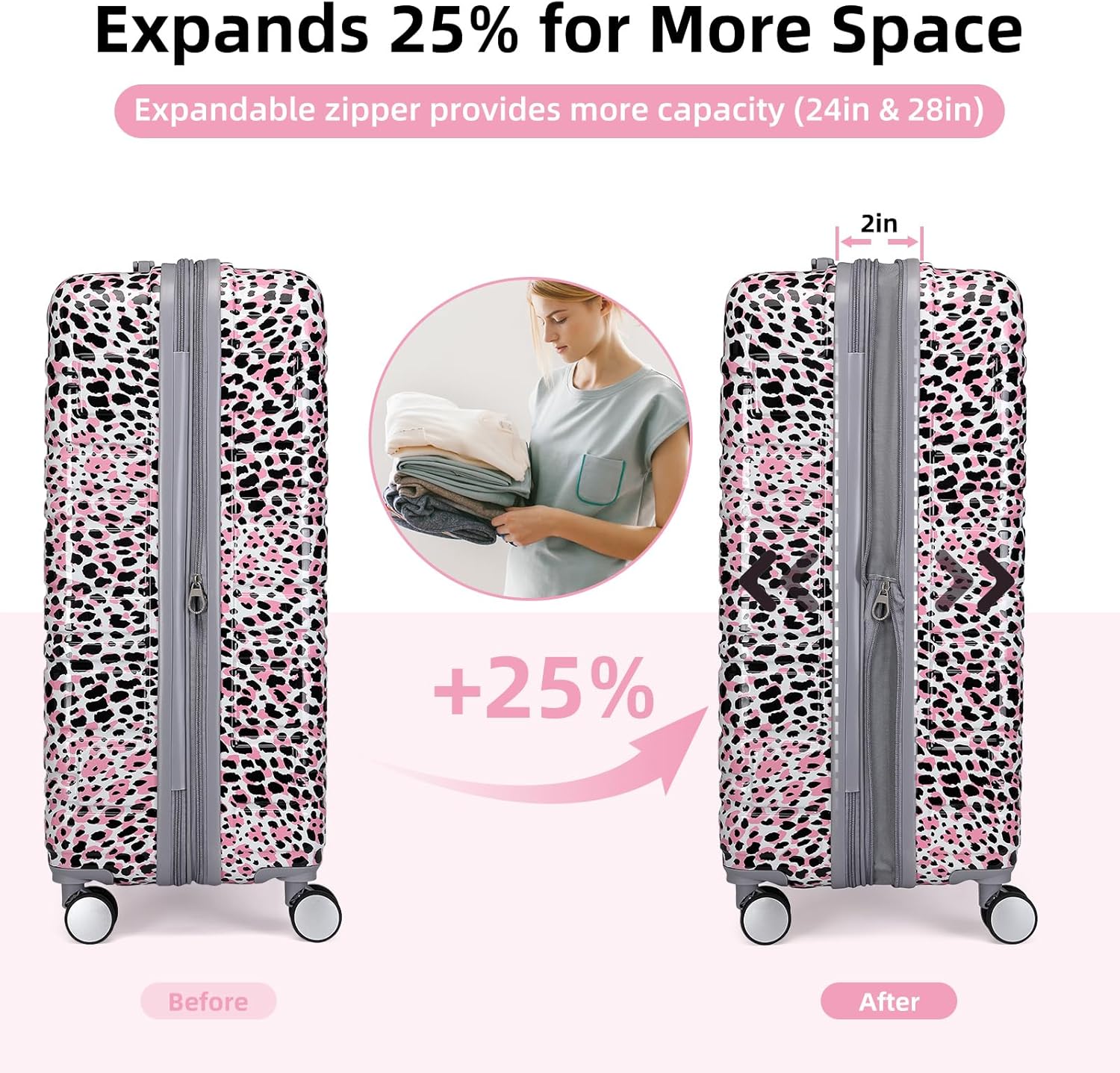 6-piece luggage set, expandable hardshell suitcase set with spinner wheels, lightweight rolling luggage set wourant