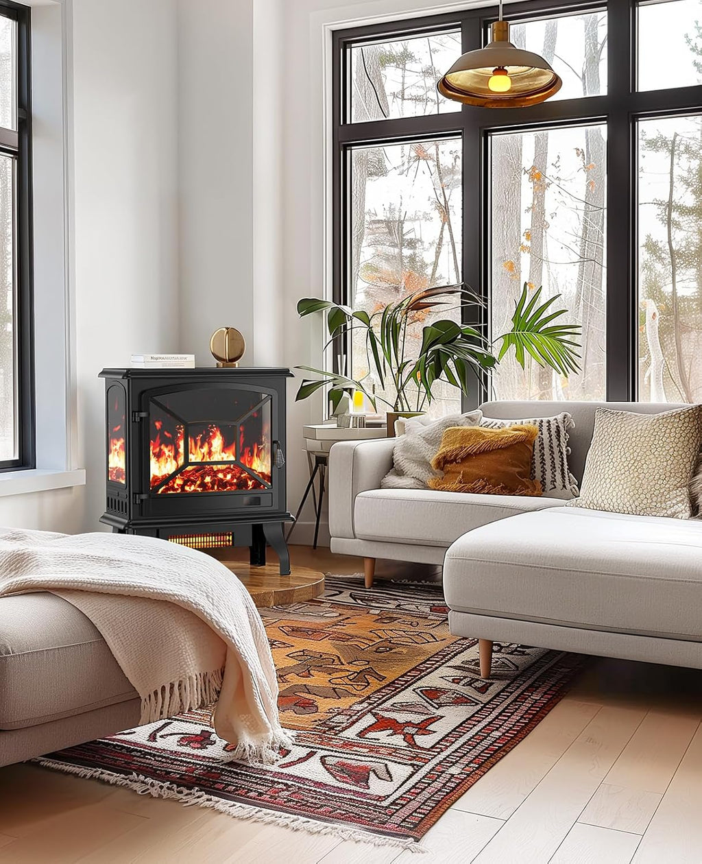 50" Smart Electric Fireplace 5300 BTU Heat Output, Ultra-Slim Wall-Mount or Built-In Electric Fireplace wourant