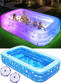 Inflatable Pool with Seat and Pool Lights, Durable Thickened Large Size Family Inflatable Pools for Adults Blow Up Pools,105" x 65" x 25"Swimming Inflatable Kids PooI for Backyard,Outdoor (White) wourant