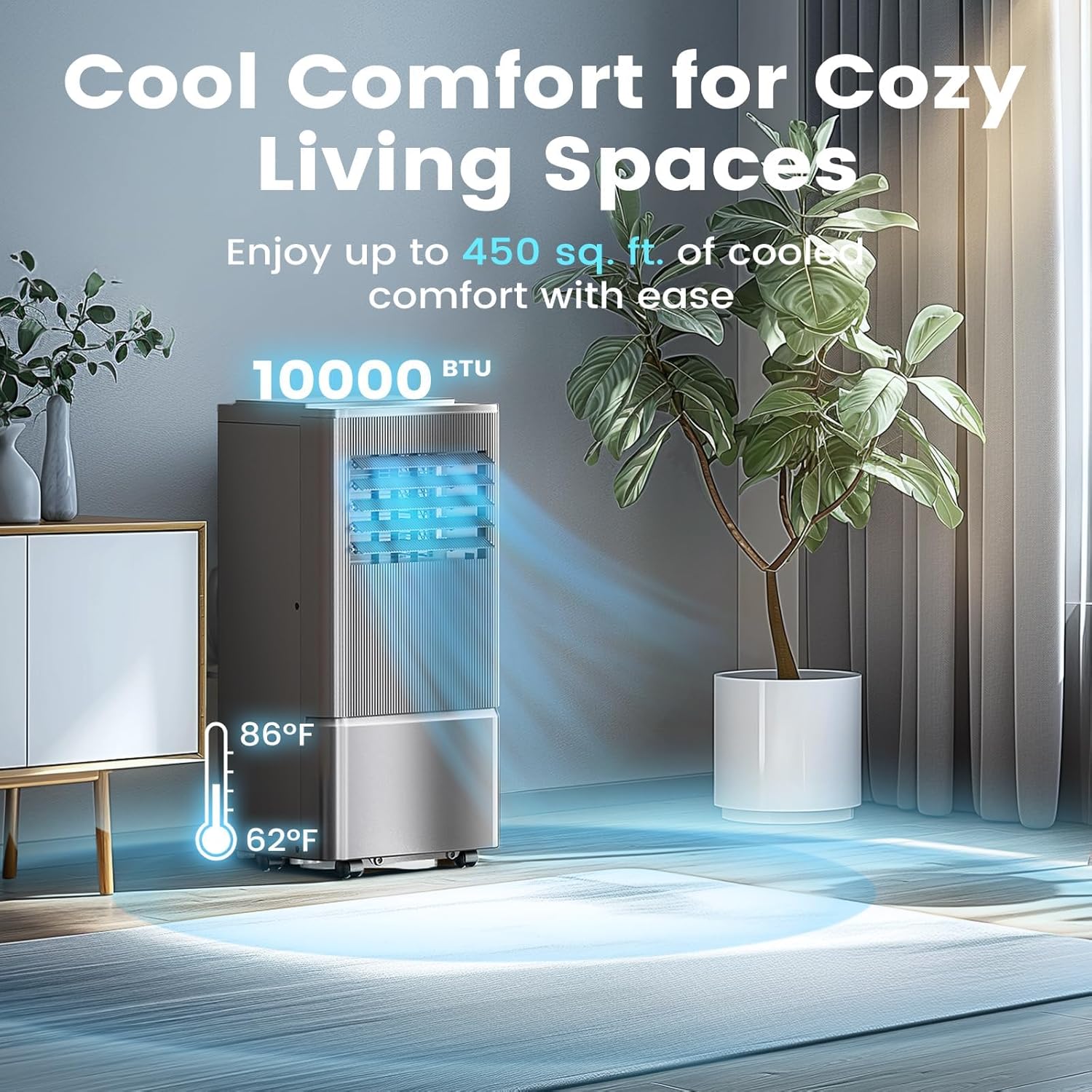 Air Choice Portable Air Conditioner, 10000 BTU Air Conditioner Portable for Room Up to 450 Sq.Ft, Remote Control, 24H Timer, Dehumidifier & Fan Modes, 3-in-1 AC Unit with Window Kit for Home Office wourant