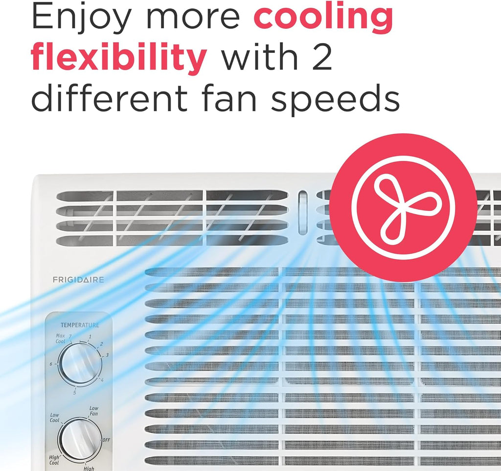 Frigidaire 5,000 BTU Window Air Conditioner with Remote Control, Cools Up to 150 Sq. Ft., Quiet Operation, Eco Mode, 3 Fan Speeds, Auto Restart, White wourant