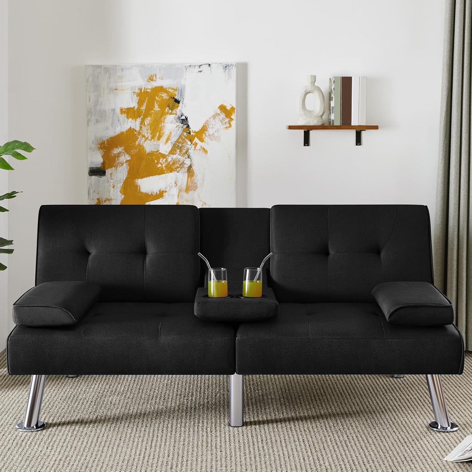 Convertible Sofa Bed Modern Imitation Leather Home Recliner Flip Double Sofa Folding Sofa Bed Guest Bed wourant