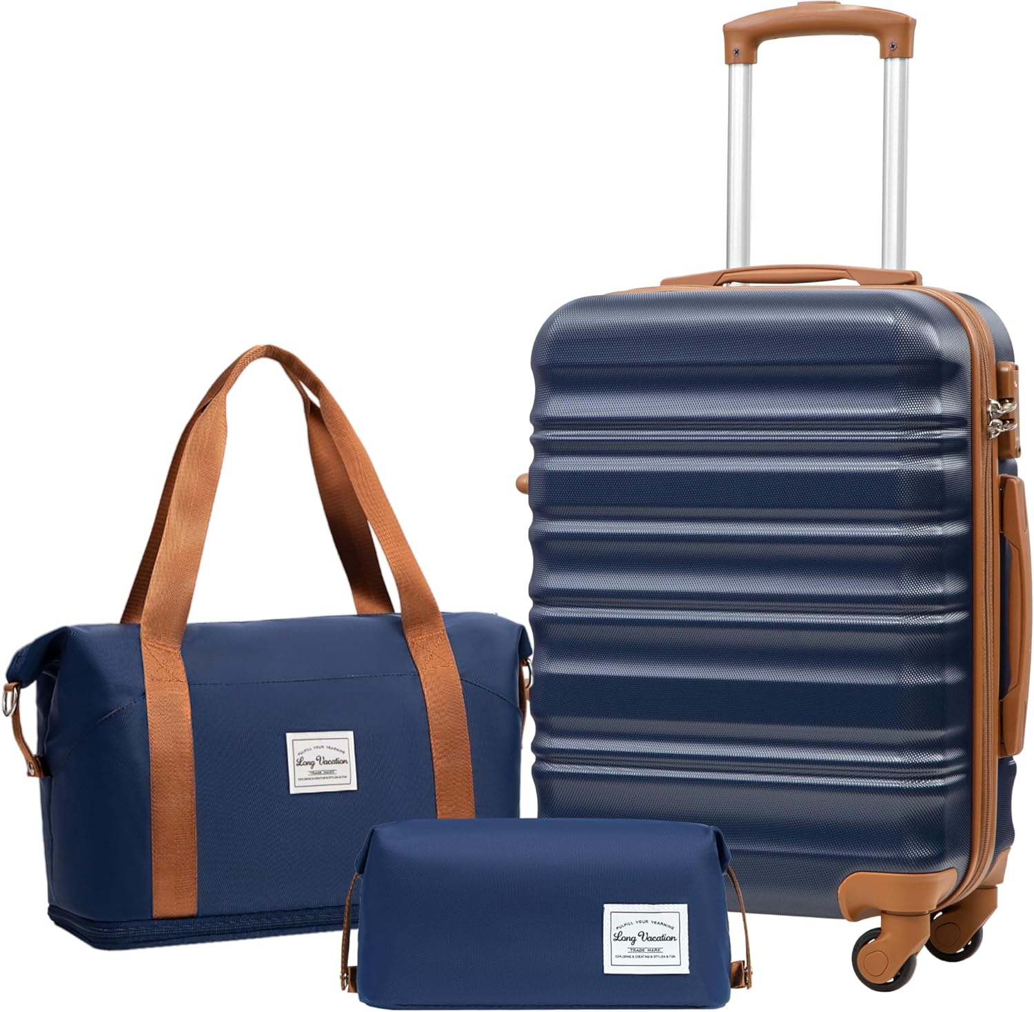 LONG VACATION 6 Piece Luggage Set Carry on Suitcase with ABS+PC hardshell, Spinner Wheels & YKK Zipper TSA Lock wourant