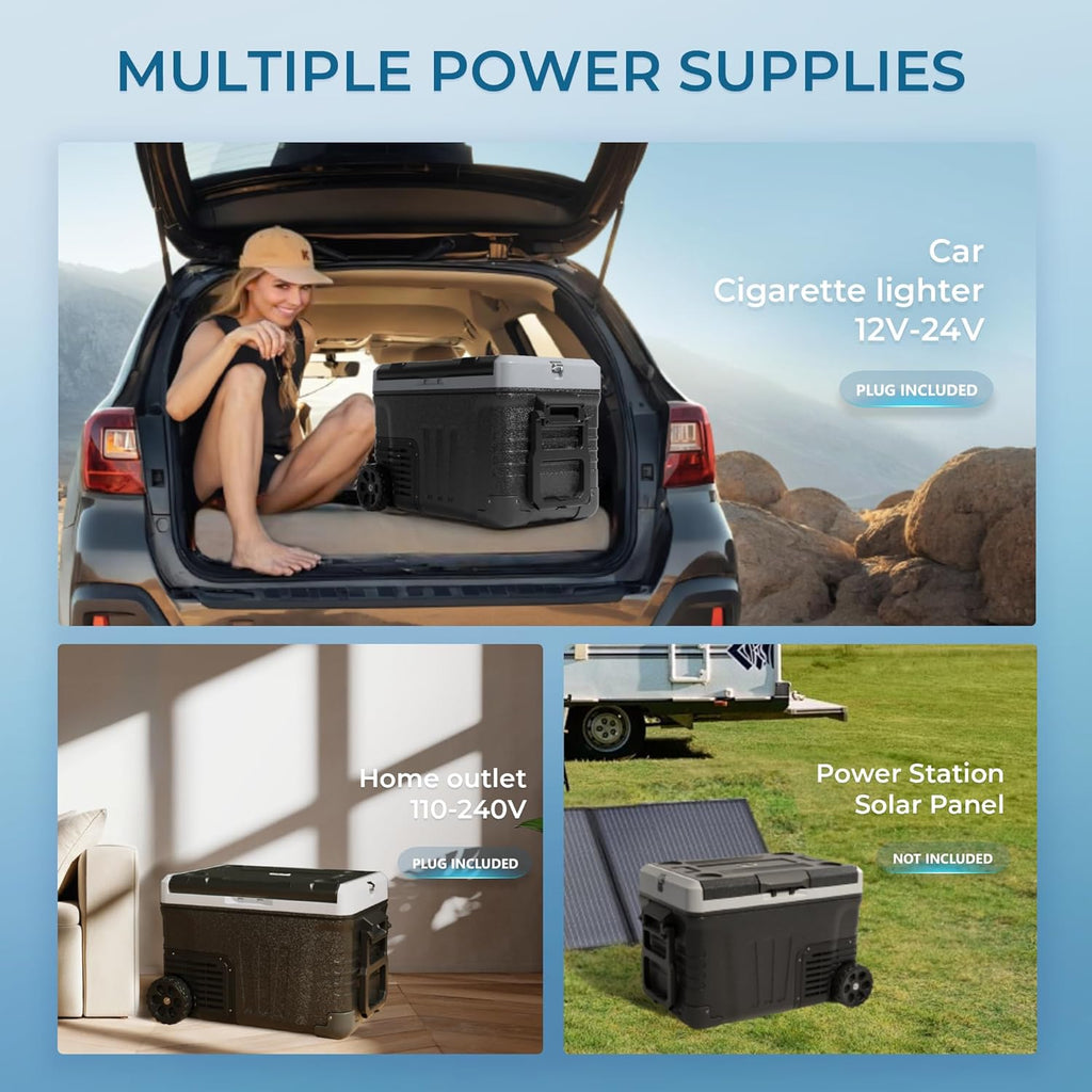 EUHOMY 12 Volt Refrigerator 53QT(50L) Electric Cooler Portable Freezer 12V/24V DC wourant