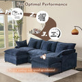108" U Shaped Couch, Modular Sectional Sofa, 3-Seater Comfy Cloud Couch with Movable Ottoman, Deep Seat Couches for Living Room, Chenille, Slate wourant