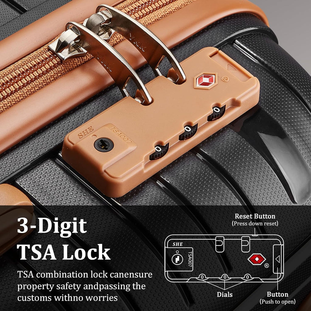 5-piece PP hardshell lightweight travel carry-on luggage set with dual spinner wheels and TSA lock wourant
