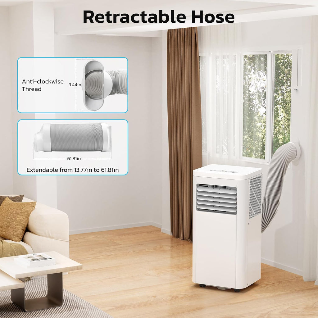 ZAFRO 8,000 BTU Portable Air Conditioners, 4 Modes Portable AC Unit with Fast Cooling/Energy Efficient/Remote/24Hrs Timer for Bedroom/Dorms/Indoor Rooms, White wourant