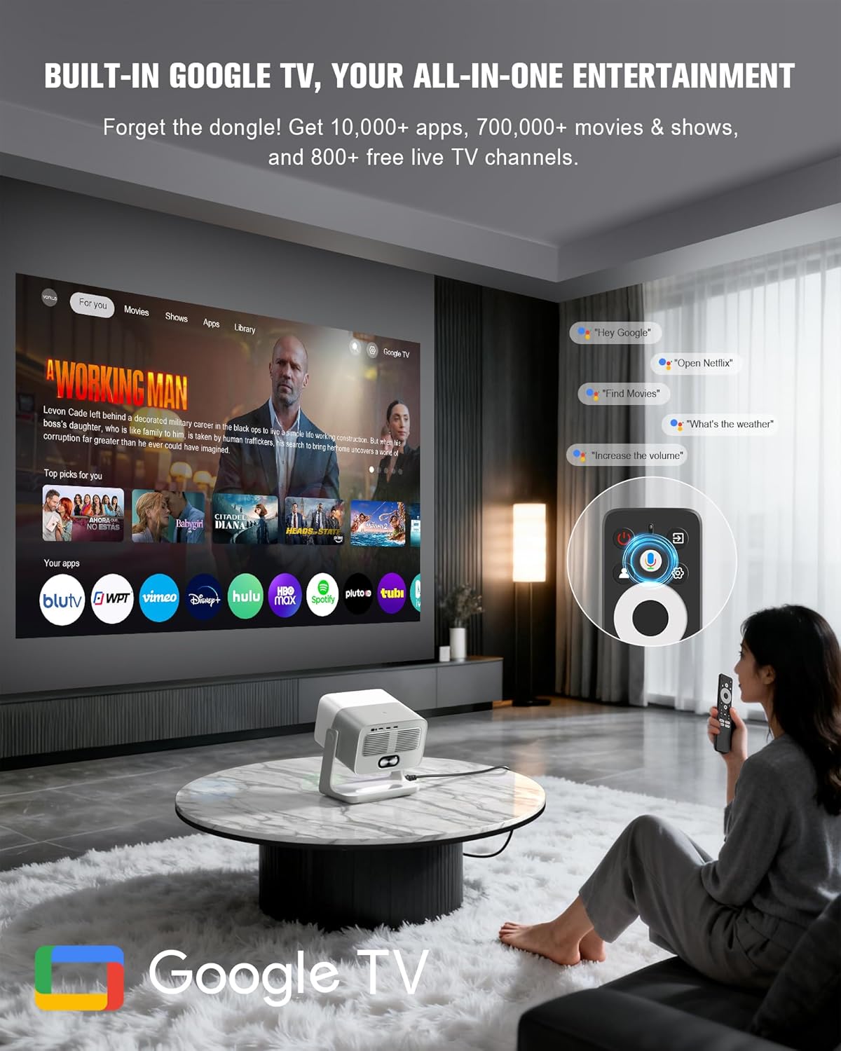Smart Projector with WiFi and Bluetooth, VOPLLS Outdoor Projectors with Dolby/Auto Focus wourant