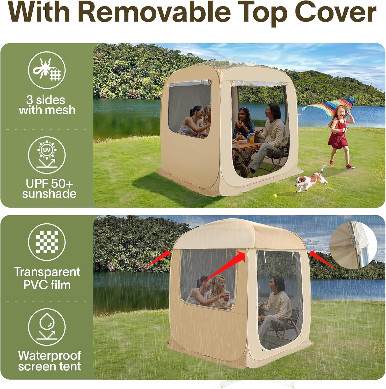 Screen gazebo, sleeps 6-10-15 people Igloo-style canopy tent with mosquito net on the sides Perfect for garden, patio, backyard wourant