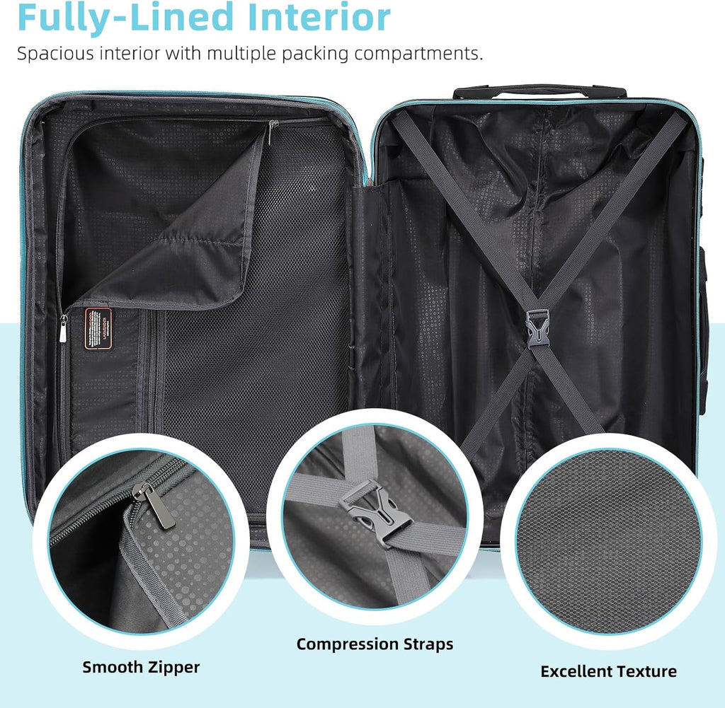6-piece luggage set, expandable hardshell suitcase set with spinner wheels, lightweight rolling luggage set wourant
