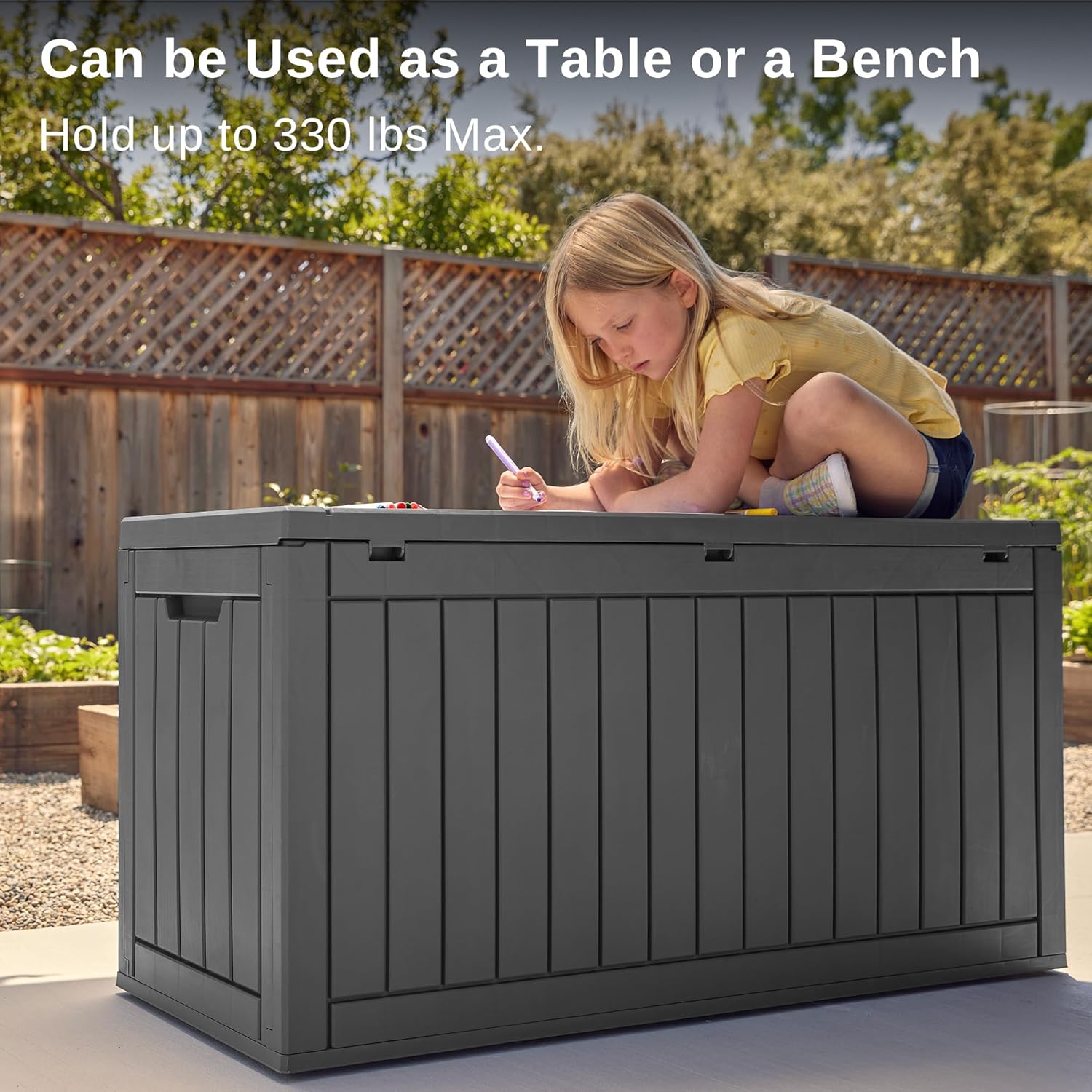 EAST OAK Outdoor Storage Box, 60 Gallon Deck Box Indoor and Outdoor Use, Waterproof Resin Storage Bin wourant