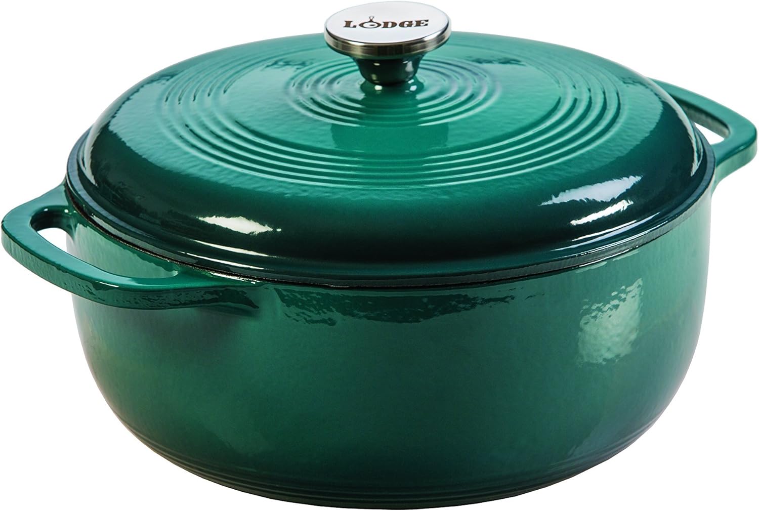 Lodge Essential Enamel Cast Iron Dutch Oven - Perfect for Bread Baking, Braising, Marinating & Slow Cooking - Features Moisture-Sealing Lid & Dual Handles - Kitchen Essentials - 6 Quarts - Caribbean Blue woonhhop