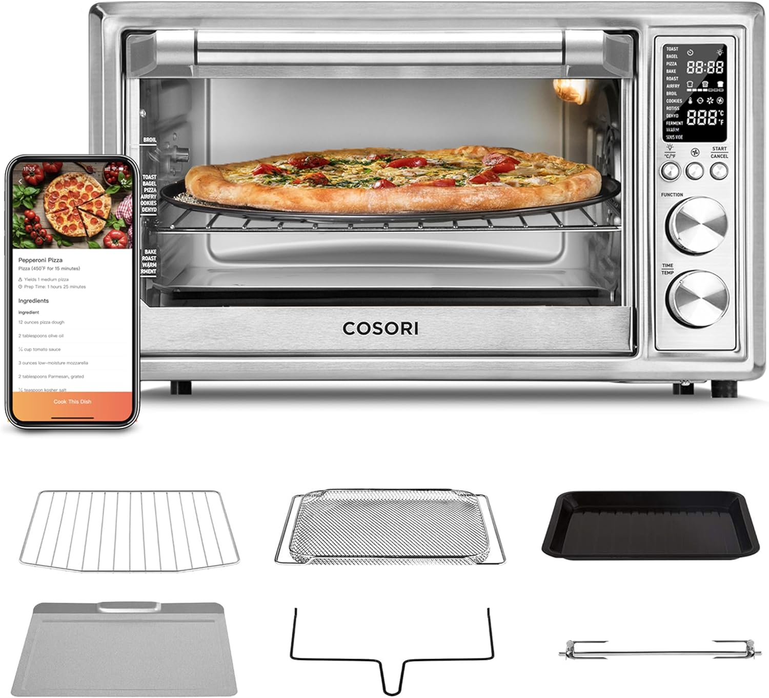Air Fryer Toaster Oven Combo 13-in-1 32Qt APP & Voice Control Convection Oven Countertop wourant