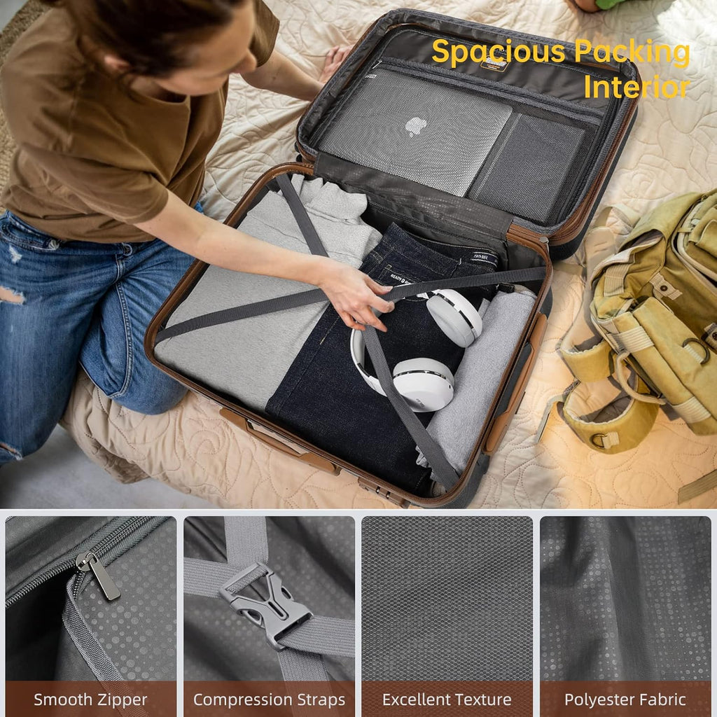 6-piece luggage set, expandable hardshell suitcase set with spinner wheels, lightweight rolling luggage set wourant