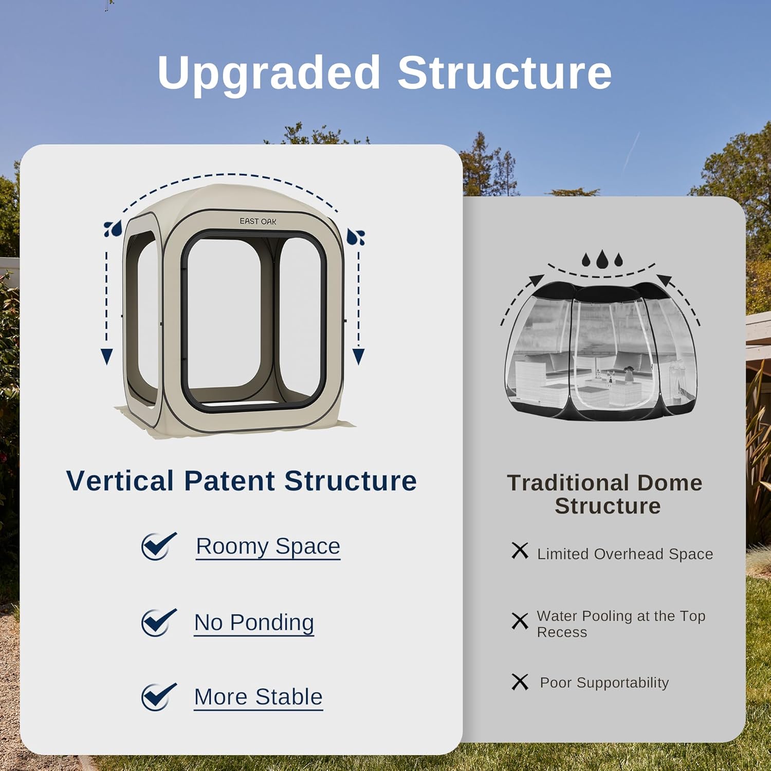 EAST OAK Screen House Tent Pop-Up, Portable Screen Room Canopy Instant Screen Tent 10 x 10 FT with Carry Bag for Patio, Backyard, Deck & Outdoor Activities, Beige wourant