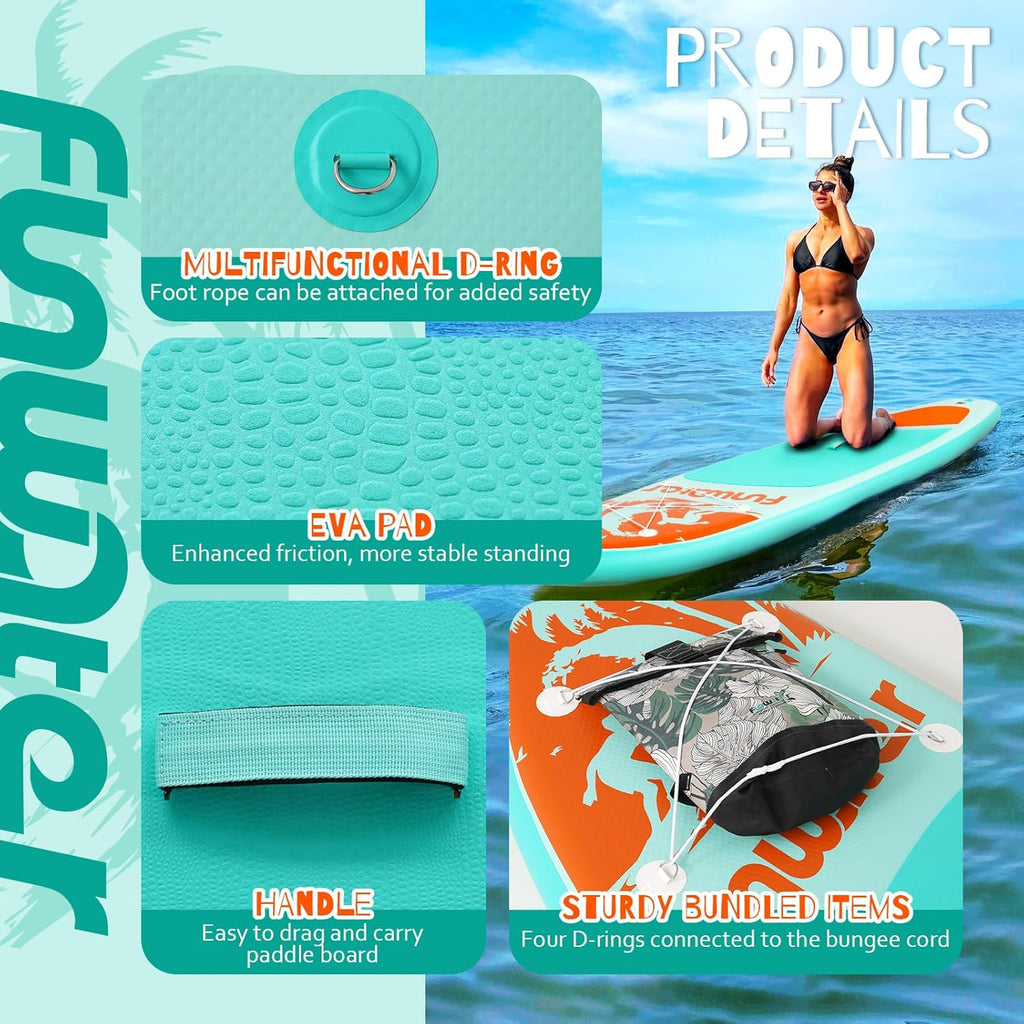 FunWater Inflatable Stand Up Paddle Board with Premium SUP Paddle Accessories, Non-Slip EVA Deck, 11'/10'6' Paddle wourant