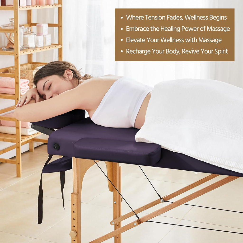 Yaheetech Massage Table Portable Lash Beds Spa Bed Massage Couch Foldable Spa Tables Adjustable 2 Fold with Non-Woven Bag 24 inch, Black wourant