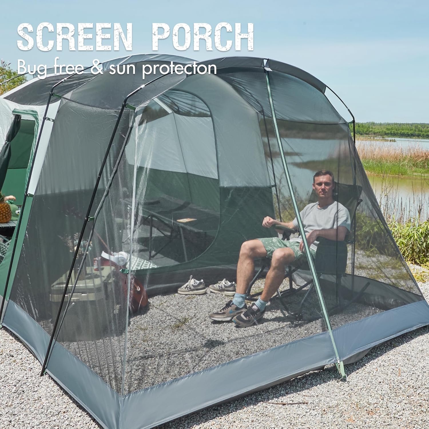 PORTAL 6/8/10 Person Family Camping Tent with Screen Room, Water Resistant Big Tunnel Tent with Rainfly, Large Family Tent for Outdoor Camping, Party wourant