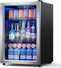 Beverage Refrigerator Cooler-120 Cans Freestanding Mini Fridge Cooler with Glass Door wourant