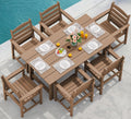 Outdoor HDPE Dining Table Set, 7-Piece Outdoor Dining Table Sets with Umbrella Hole Cut-Out Table and 6 Chairs wourant