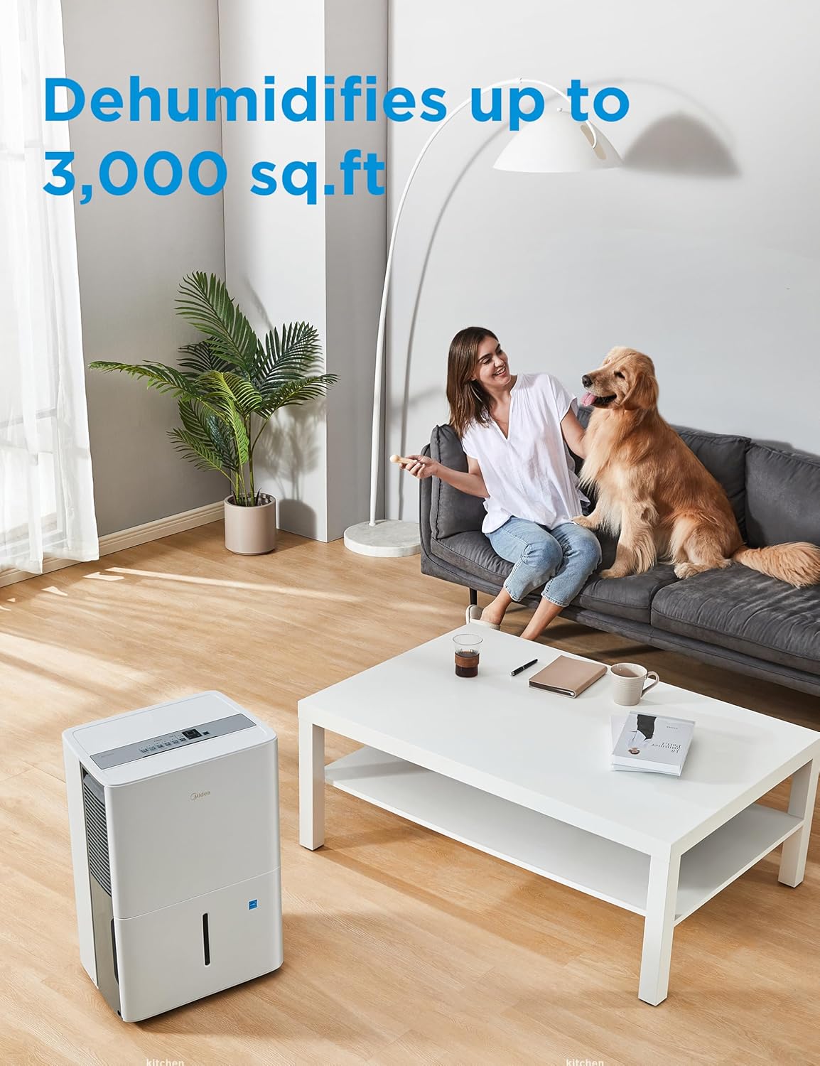 Midea 4,500 Sq. Ft. Dehumidifier With Pump Included, Energy Star Certified, 50 Pint - Ideal For Basements, Large & Medium Sized Rooms, And Bathrooms (White) wourant