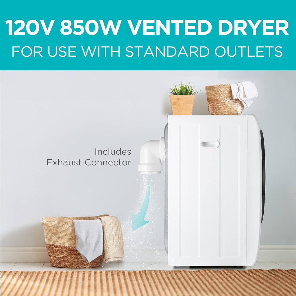 Compact Clothes Dryer, 1.5 Cu. Ft. 850W Electric Dryer, 120V Vented Portable Dryer with Stainless Steel Drum, for 5.5 lbs. of clothing for Standard Wall Outlet wourant