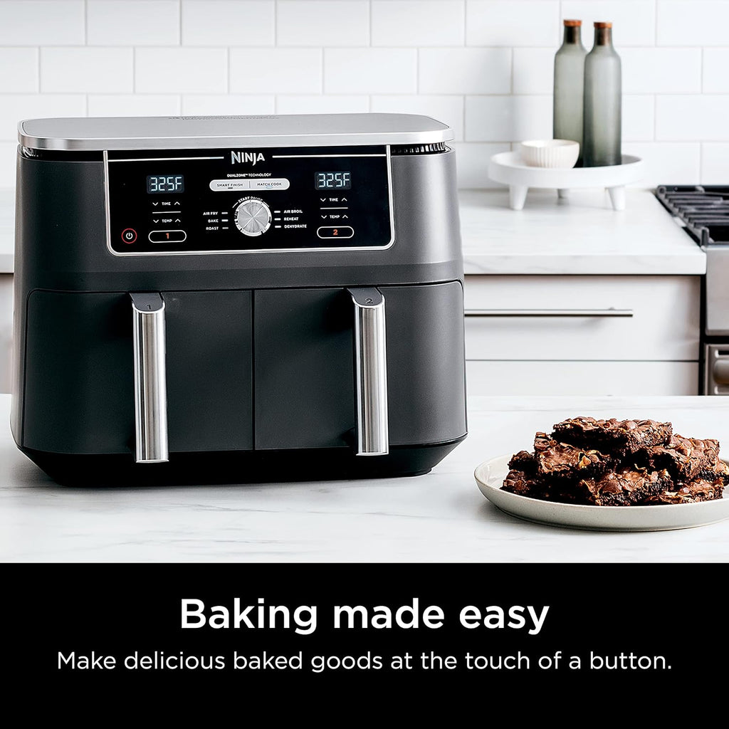 Ninja Foodi 10QT 6-in-1 DualZone Smart XL Air Fryer, 2 Independent 5QT Baskets, Smart Cook Thermometer, Match Cook, Smart Finish, Air Fry, Roast, Bake, Dehydrate, Reheat, Grey, DZ550 wourant