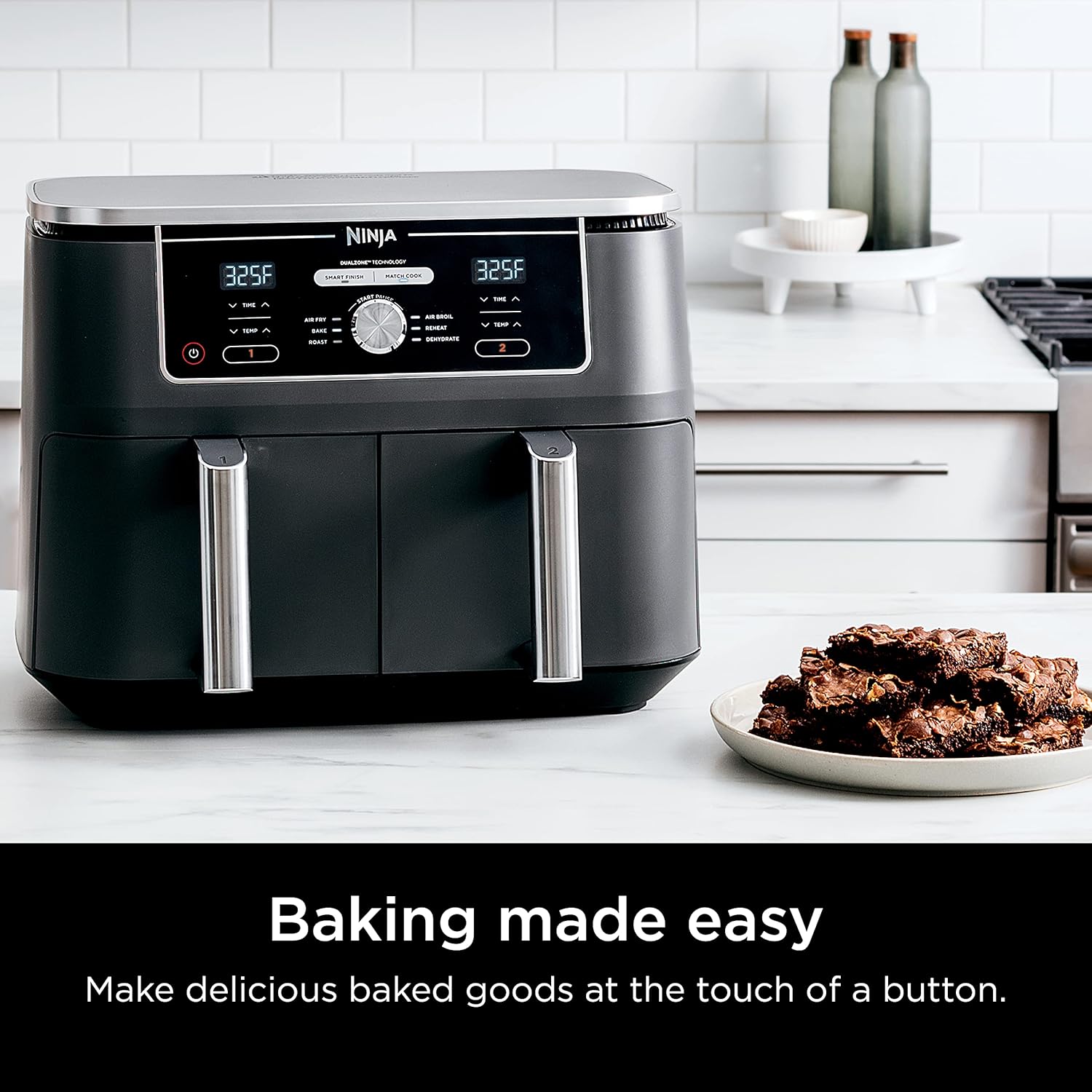 Ninja Foodi 10QT 6-in-1 DualZone Smart XL Air Fryer, 2 Independent 5QT Baskets, Smart Cook Thermometer, Match Cook, Smart Finish, Air Fry, Roast, Bake, Dehydrate, Reheat, Grey, DZ550 wourant
