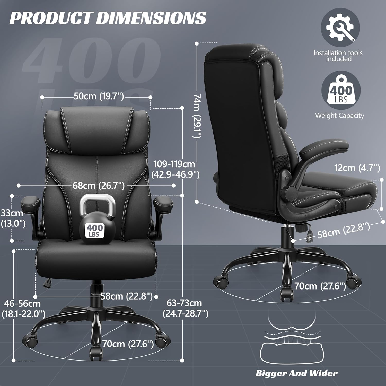 Office Chair Large High-Foot Computer Desk Chair, Breathable Leather Chair Lumbar Support Rotating Computer Chair wourant