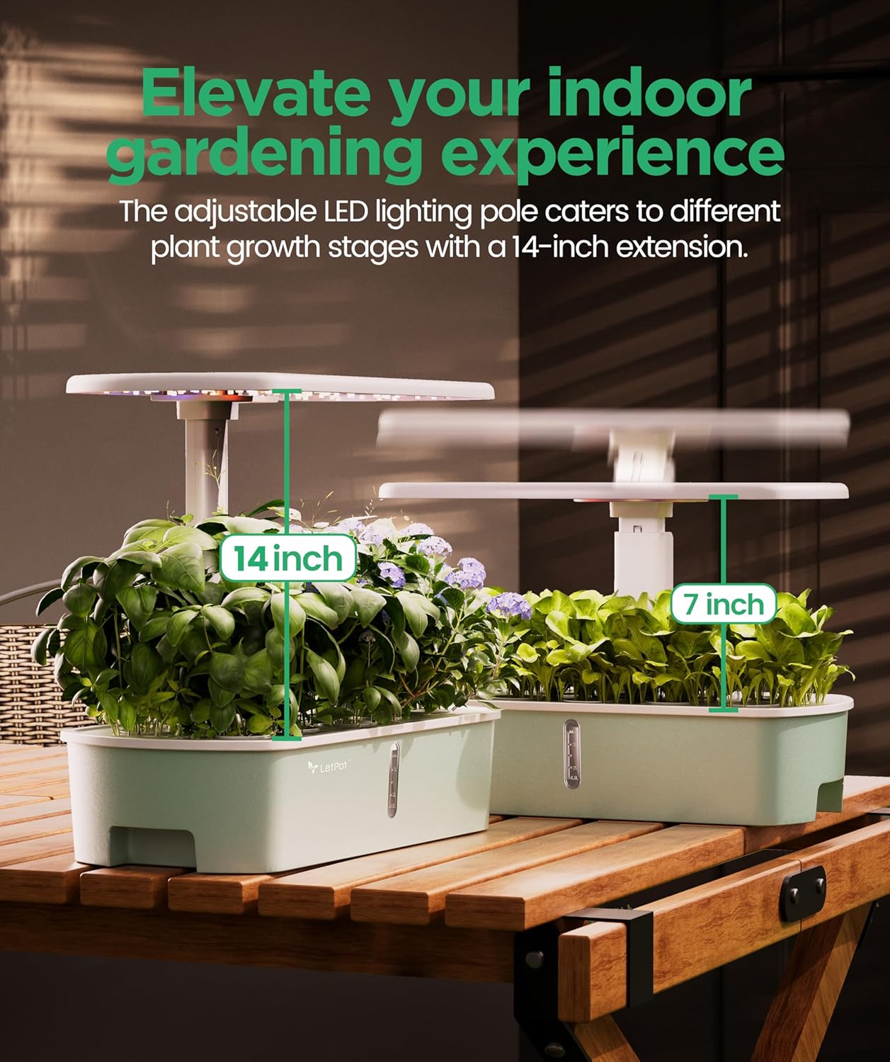 Hydroponic Planting System Kit, App and WiFi Controlled Smart Indoor Garden with 24W Full Spectrum Grow Light wourant