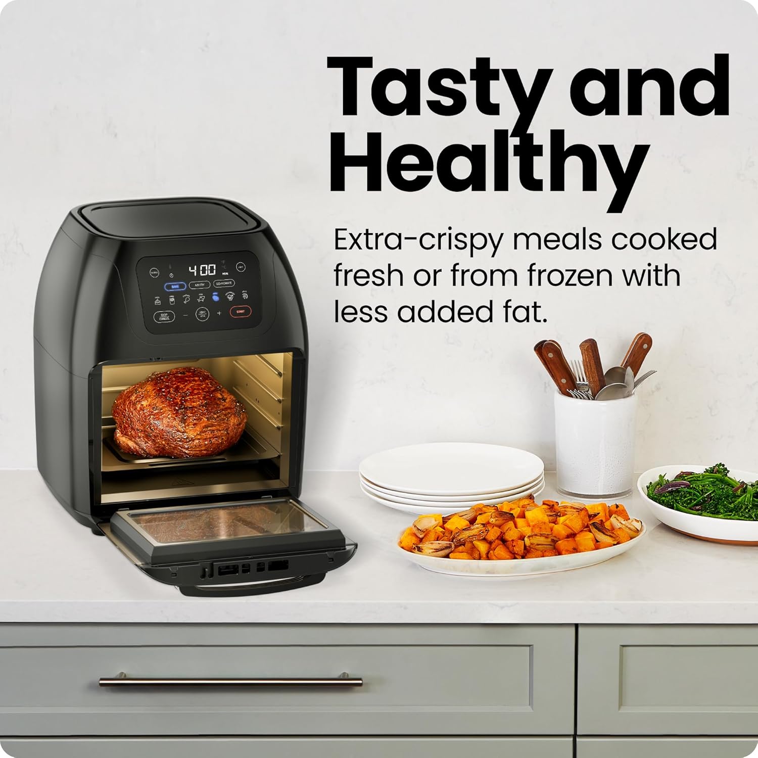 Chefman Compact 6.3-Quart Digital Air Fryer with Rotisserie, Dehydrator, and Convection Oven, 8 Touchscreen Presets wourant