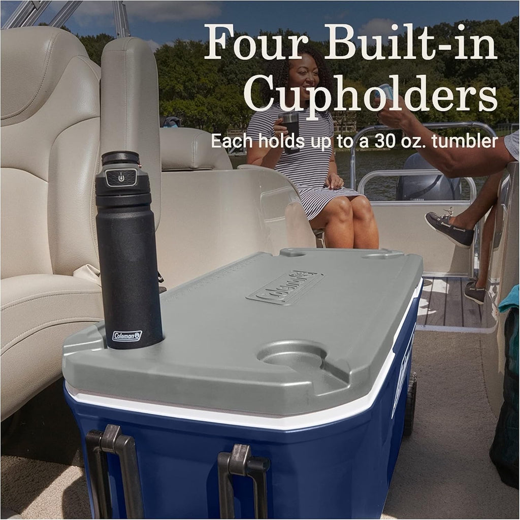 Coleman Classic Series Insulated Portable Wheeled Cooler, Leak-Resistant Outdoor Hard Cooler Keeps Ice up to 5 Days, 100-Quart wourant