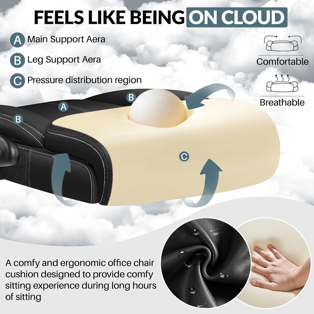 Office Chair Large High-Foot Computer Desk Chair, Breathable Leather Chair Lumbar Support Rotating Computer Chair wourant