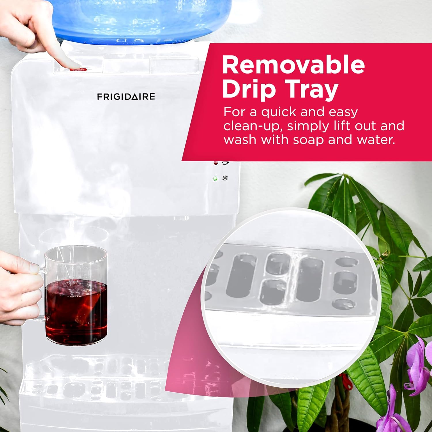 Frigidaire EFWC498 - Top Loading Cooler Dispenser -Hot & Cold Water - Child Safety Lock - Innovative Slim & Sleek Design, Holds 3 or 5 Gallon Bottles - Black wourant