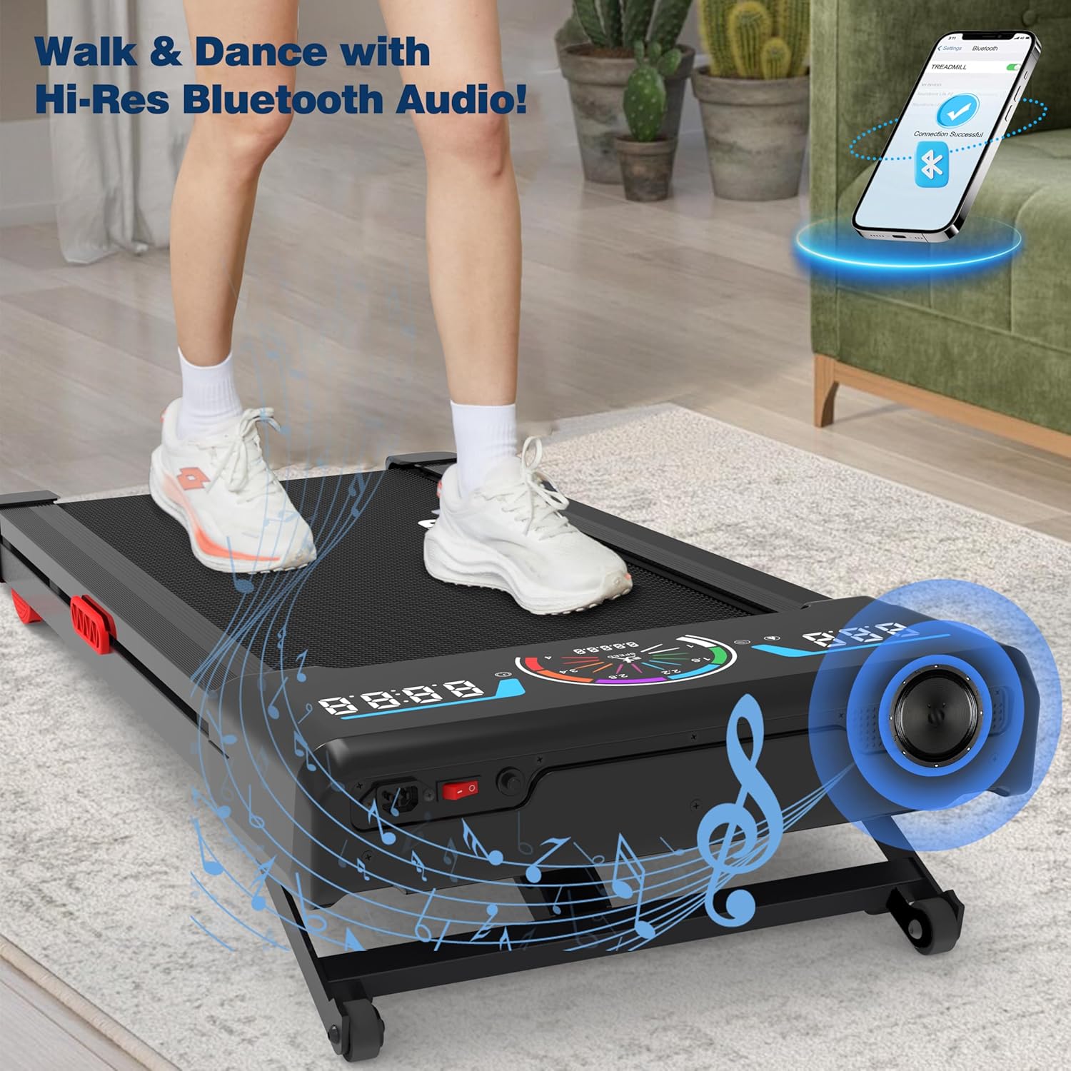 Walking Pad Treadmill with 12% 9-Level Auto Incline, 450 lbs Capacity RGB LED Screen, Bluetooth Speaker Under Desk Treadmill, Compact Treadmills for Home Hiking wourant