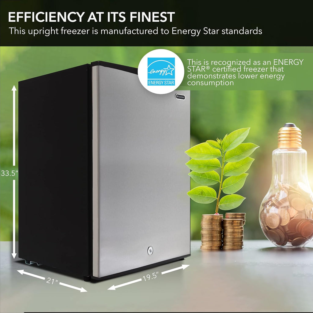 Whynter CUF-112SS Mini, Energy Star Rated Small Upright Freezer with Lock, Stainless Steel -1.1 Cubic Feet wourant