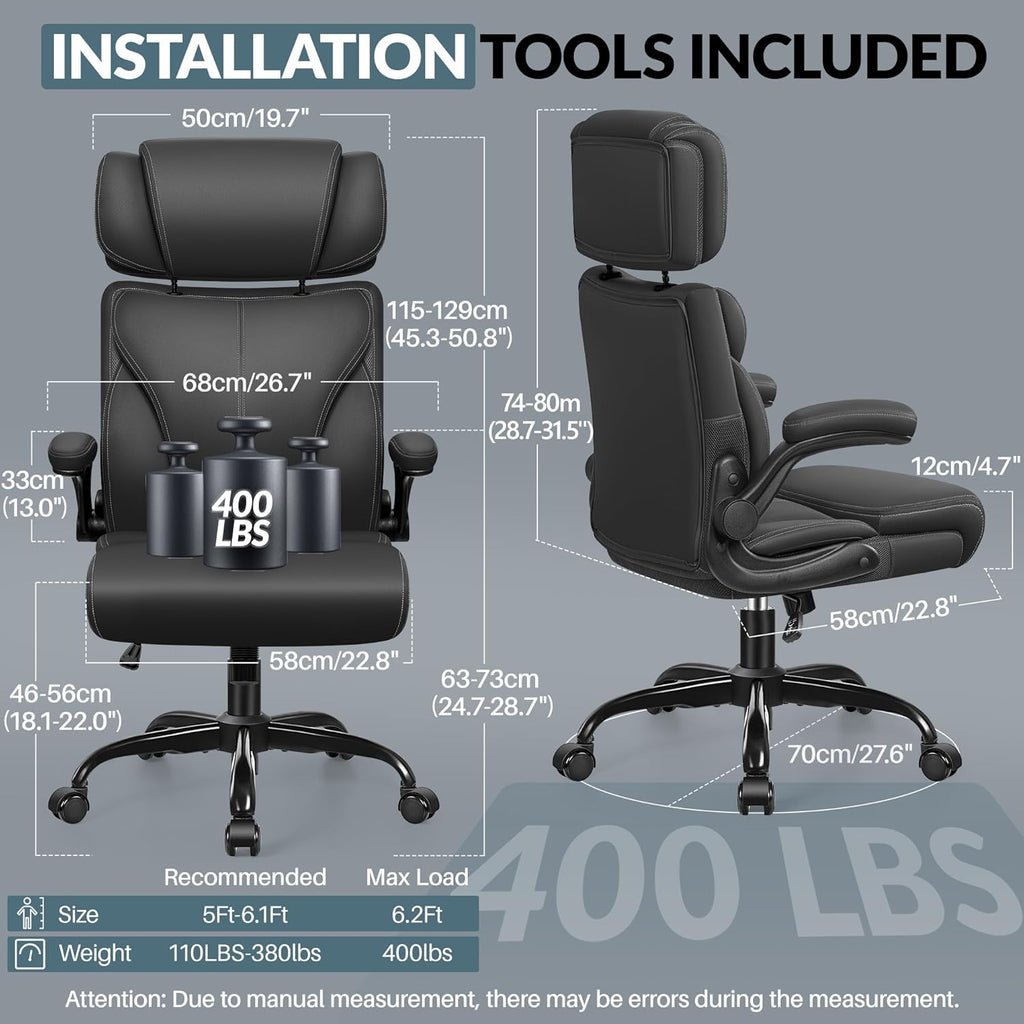 Office Chair Large High-Foot Computer Desk Chair, Breathable Leather Chair Lumbar Support Rotating Computer Chair wourant
